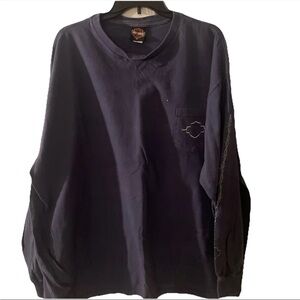 Vintage Harley Davidson Shirt Mens 3xl barbed wire navy Y2K Grunge Long Sleeve